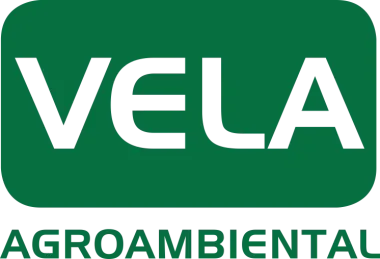 Logotipo de VELA Agroambiental en verde y blanco.