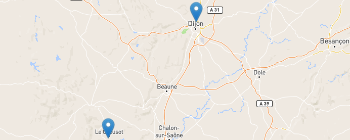 Carte : Pint point sur l'agence de Dijon et pint point sur l'agence Le Creusot.