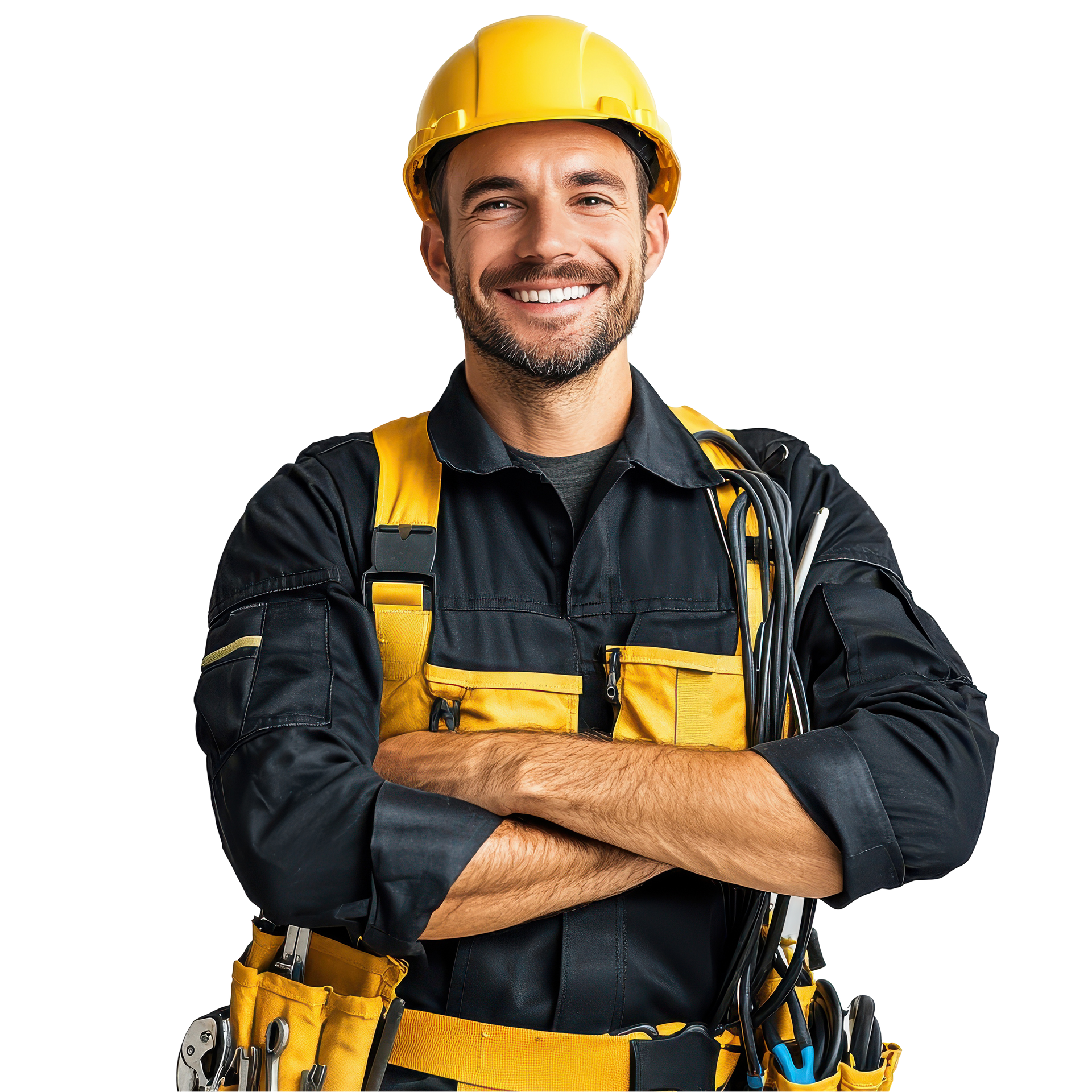 Électricien avec le sourire les bras croisés