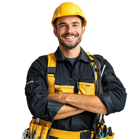 Électricien avec le sourire les bras croisés