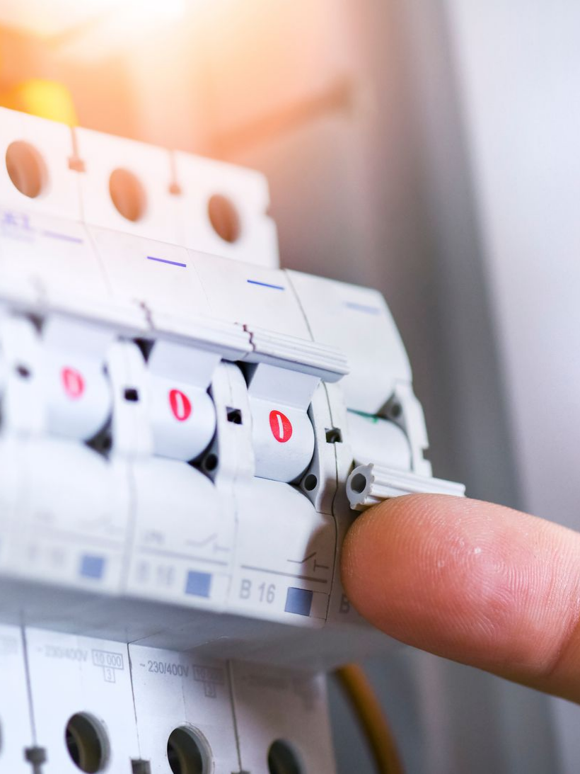 Personne qui rallume des éléments qui ont disjoncté sur un compteur