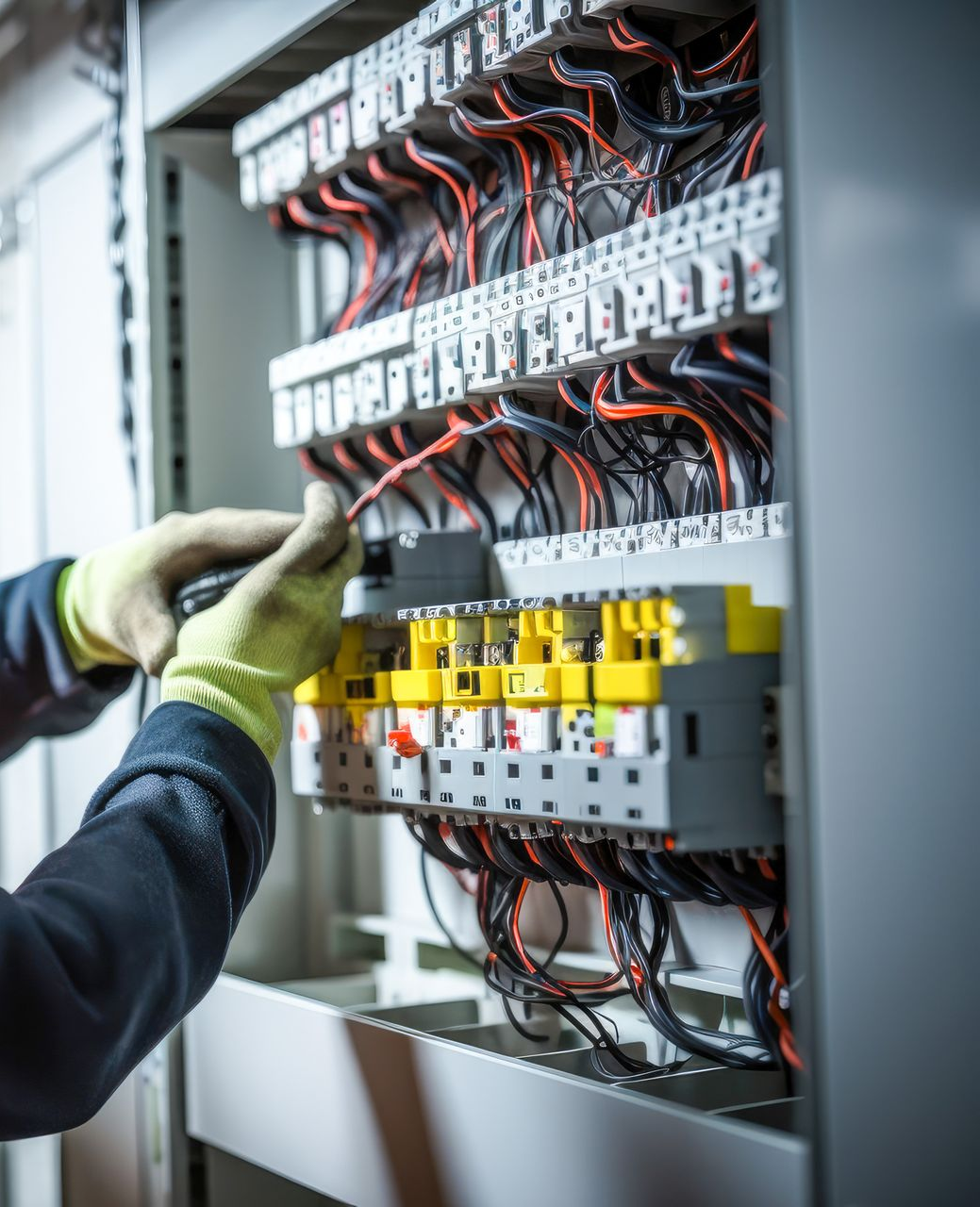 Électricien en train de vérifier un compteur électrique