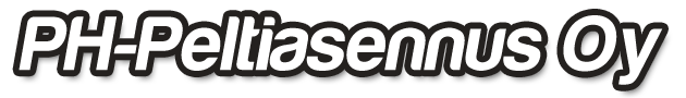 PH-Peltasennus Oy:n logo, yrityksen nimi valkoisella tekstill&auml; ja mustalla &auml;&auml;riviivalla.