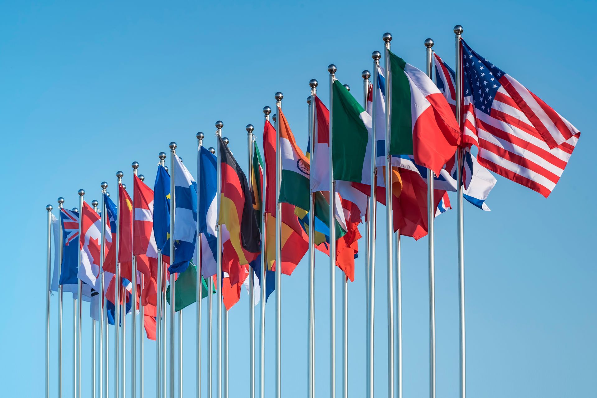 Drapeaux de différents pays étrangers