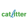 Logo vert et bleu pour litière pour chats. Le « l » est stylisé et bleu.