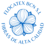 Logotipo de Flocatex BCN SL con ilustración de una flor azul rodeada del texto 