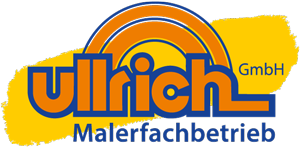 Logo des Ulrich Malerfachbetriebs mit einem Regenbogen in der Mitte