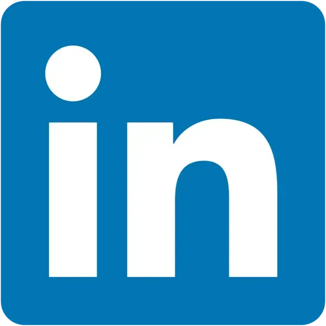 Un logotipo de LinkedIn azul y blanco sobre un fondo blanco.