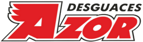 Un logotipo rojo y blanco para Desguaces Azor.