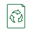 Un icono de línea verde de un papel con tres flechas que apuntan en direcciones opuestas.