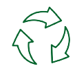 Un símbolo de reciclaje verde con tres flechas que apuntan en direcciones opuestas sobre un fondo blanco.