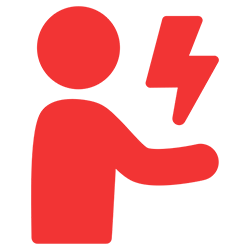 Icon Person mit Blitz