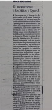 Text article about a monument to Los Sitios y Querol in Zaragoza.