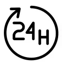 Un icono circular con el texto 