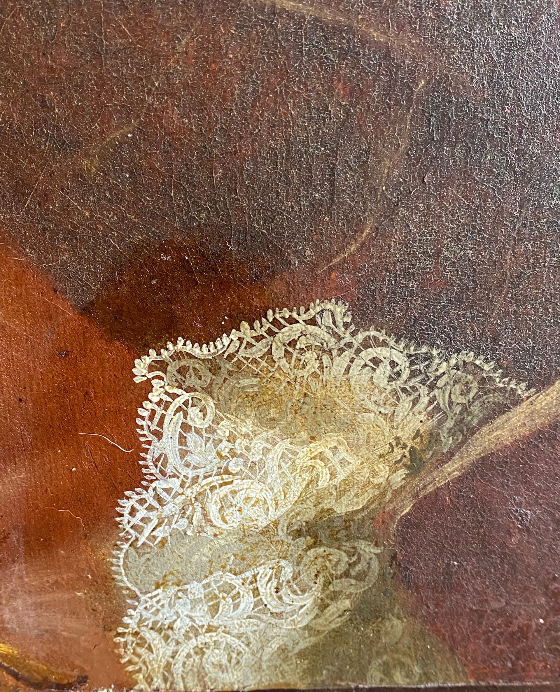 Dentelle peinte sur un tableau