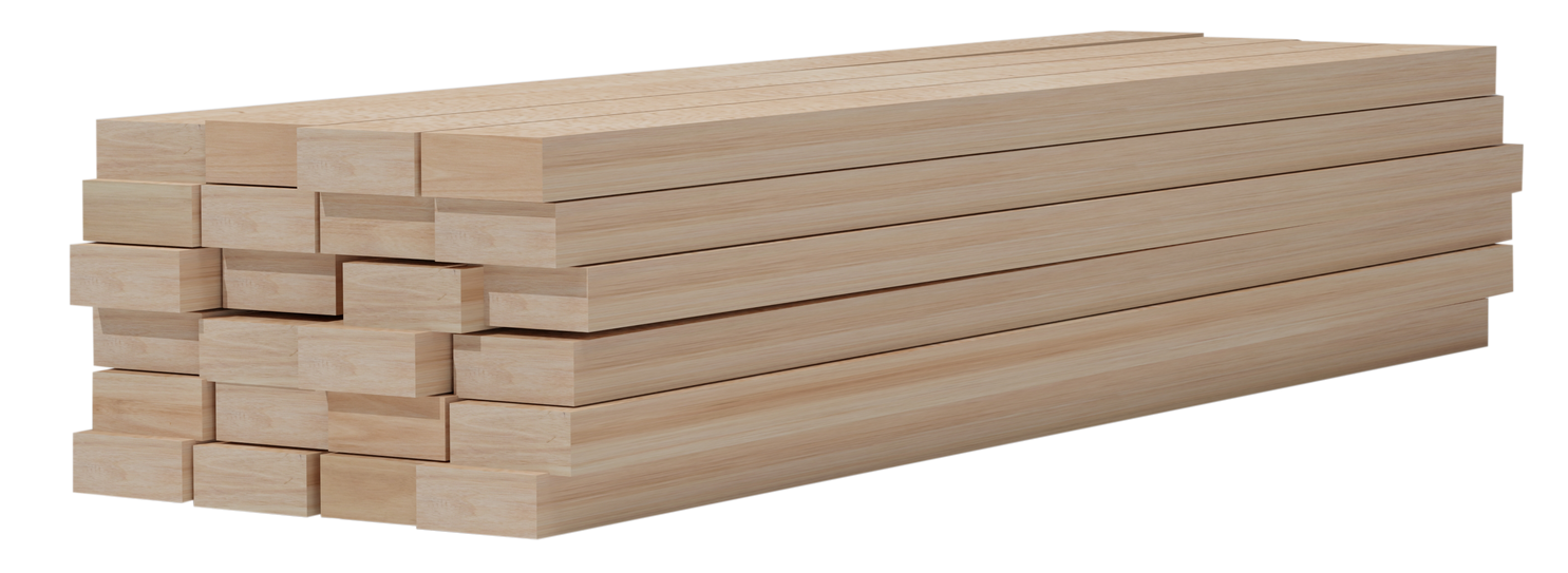Pile de petits blocs de bois de couleur claire.