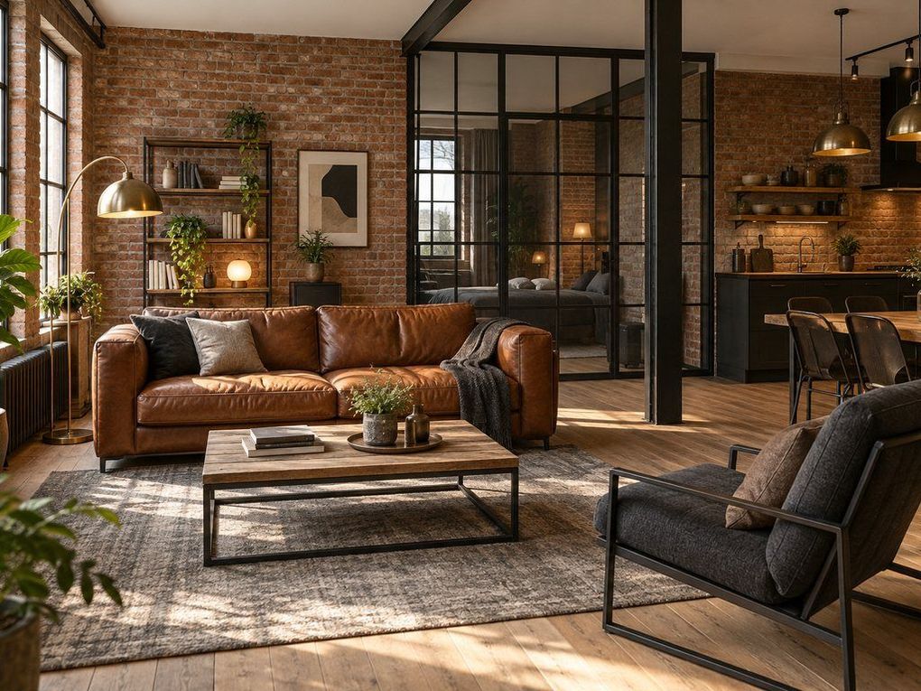 Leather and steel behind a crittall screen