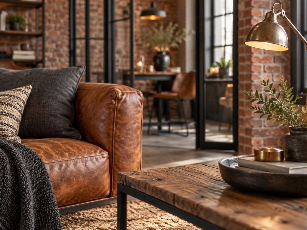 Worn leather, wood and brass detail