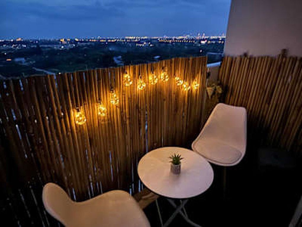 The bamboo balcony at night