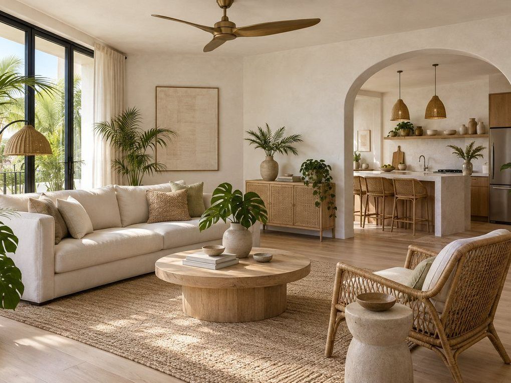 Living room, open to the kitchen
