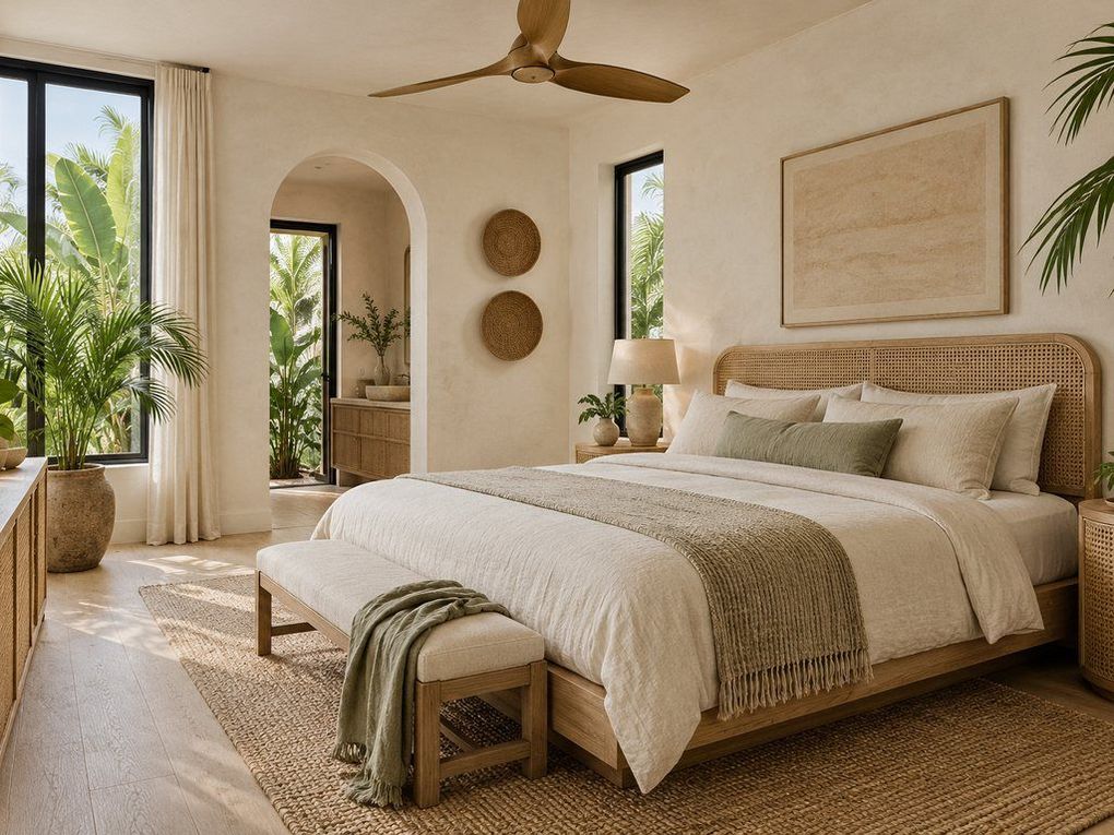 Bedroom with garden light