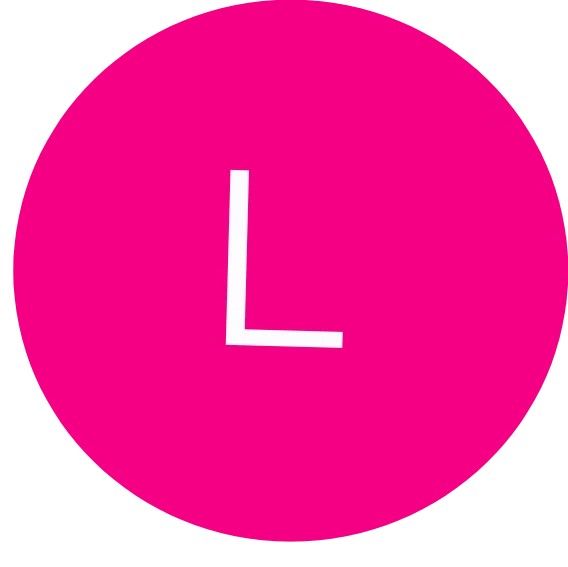 Un círculo rosa con la letra l dentro.