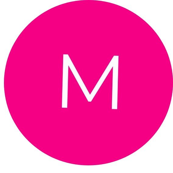 Un círculo rosa con la letra m dentro.