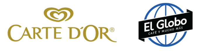Logotipos para heladería Carte D'Or y cafetería El Globo.