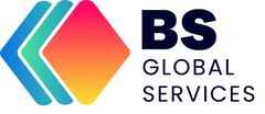 El logotipo de BS Global Services es un diamante colorido con flechas que apuntan en direcciones opuestas.