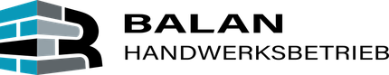 Ein blau-schwarzes Logo für ein Unternehmen namens balan fugbetrieb