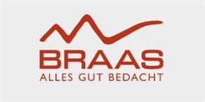 Das Braas-Logo ist rot und weiß und sagt „Alles gut bedacht“
