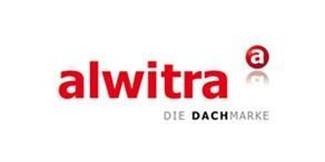 Ein rot-weißes Logo für alwitra die Dachmarke