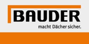 A logo for a company called bauder macht dacher sicher.
