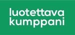 Green logo with white text reading “luotettava kumppani”