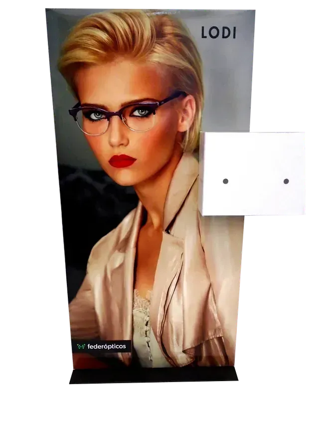 Un cartel de una mujer con gafas con la palabra Lodi escrita en él.