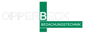 Das Logo der Opperbeck Bedachungstechnik ist grün und weiß.