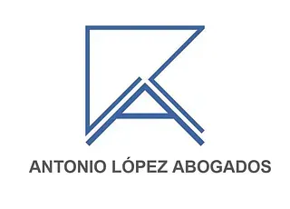 Un logotipo para Antonio López Abogados con un triángulo azul.