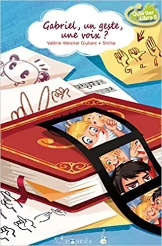 Couverture du livre : Gabriel, un garçon, avec la langue des signes et des illustrations.