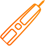 Stylo à fibre optique orange pour les tests.