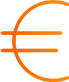 Symbole monétaire de l'euro (orange).