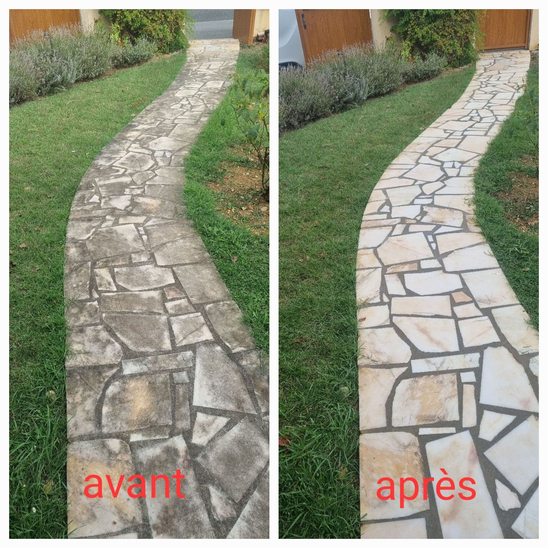 Nettoyage d'une allée de jardin