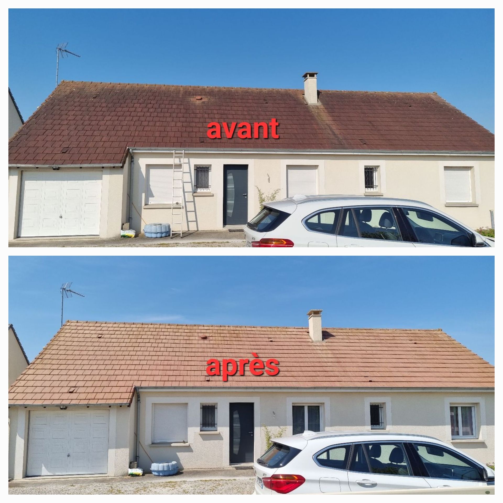 Nettoyage de toiture de maison de plain-pied