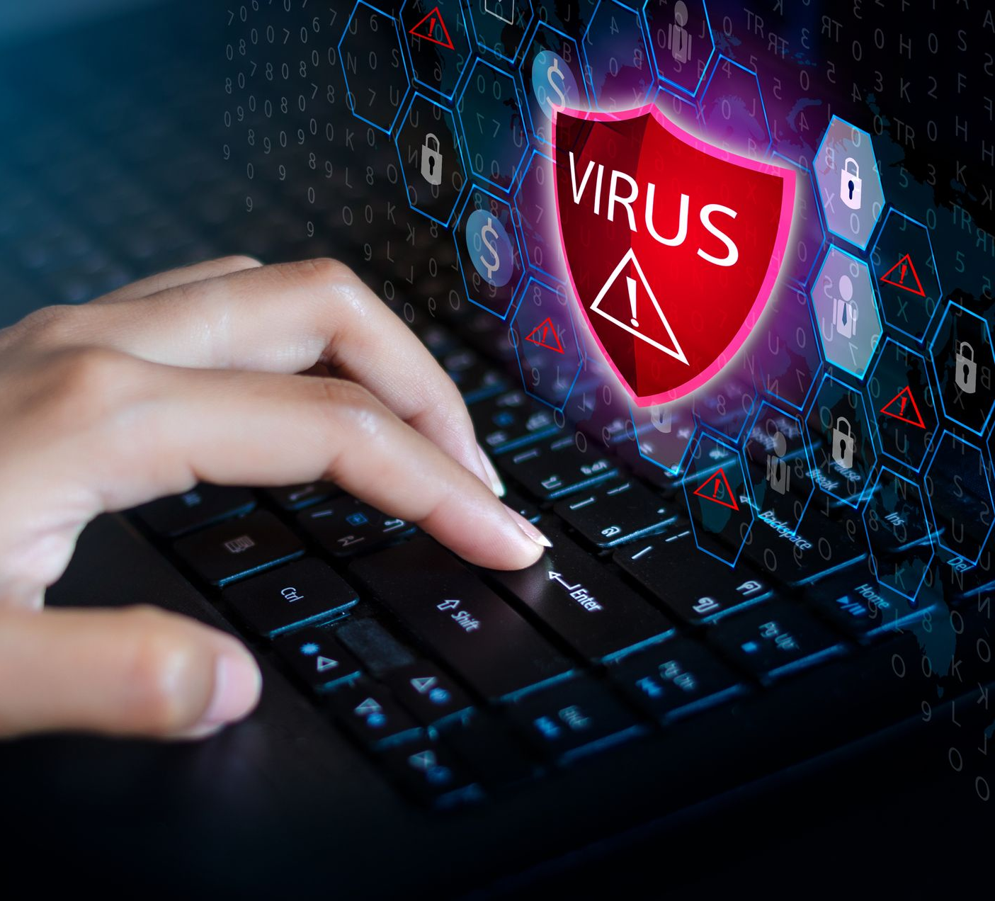 Un virus sur un ordinateur.
