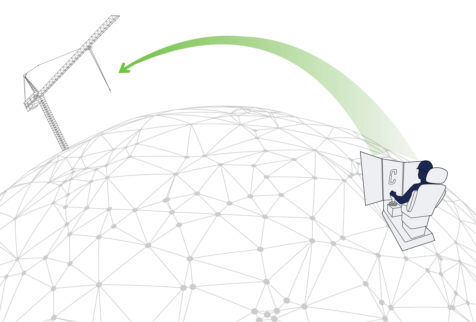 Erdkugel als Kizze mit Crane