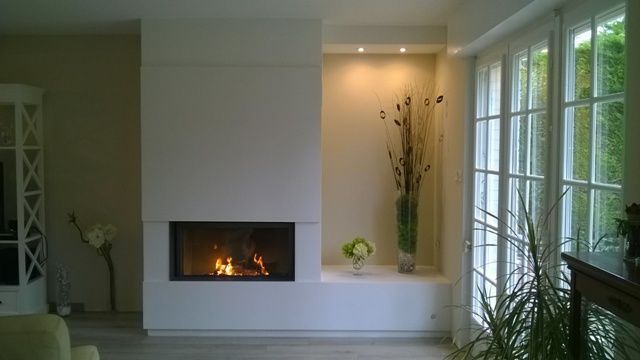 Insert avec alcôve sur le côté où se trouve une plante et éléments décoratifs