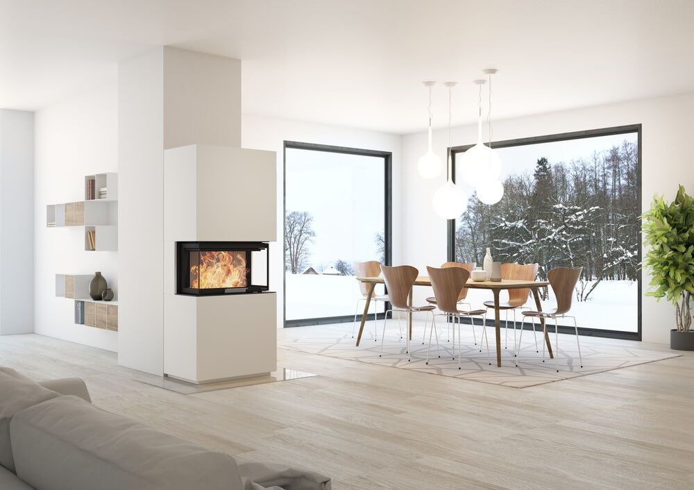 Poêle à accumulation 3 faces vitrées