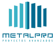 A blue logo for metalpro proyectos avanzados