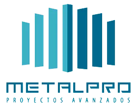 A blue logo for metalpro proyectos avanzados