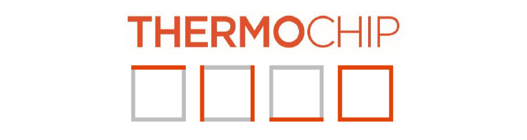 Se muestra un logotipo de Thermochip sobre un fondo blanco.