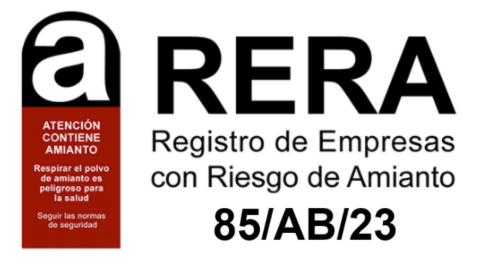 A sign that says rera registro de empresas con riesgo de amianto 85 / ab / 23